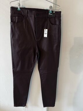 Express Coated Skinny Pants in Deep Plum
